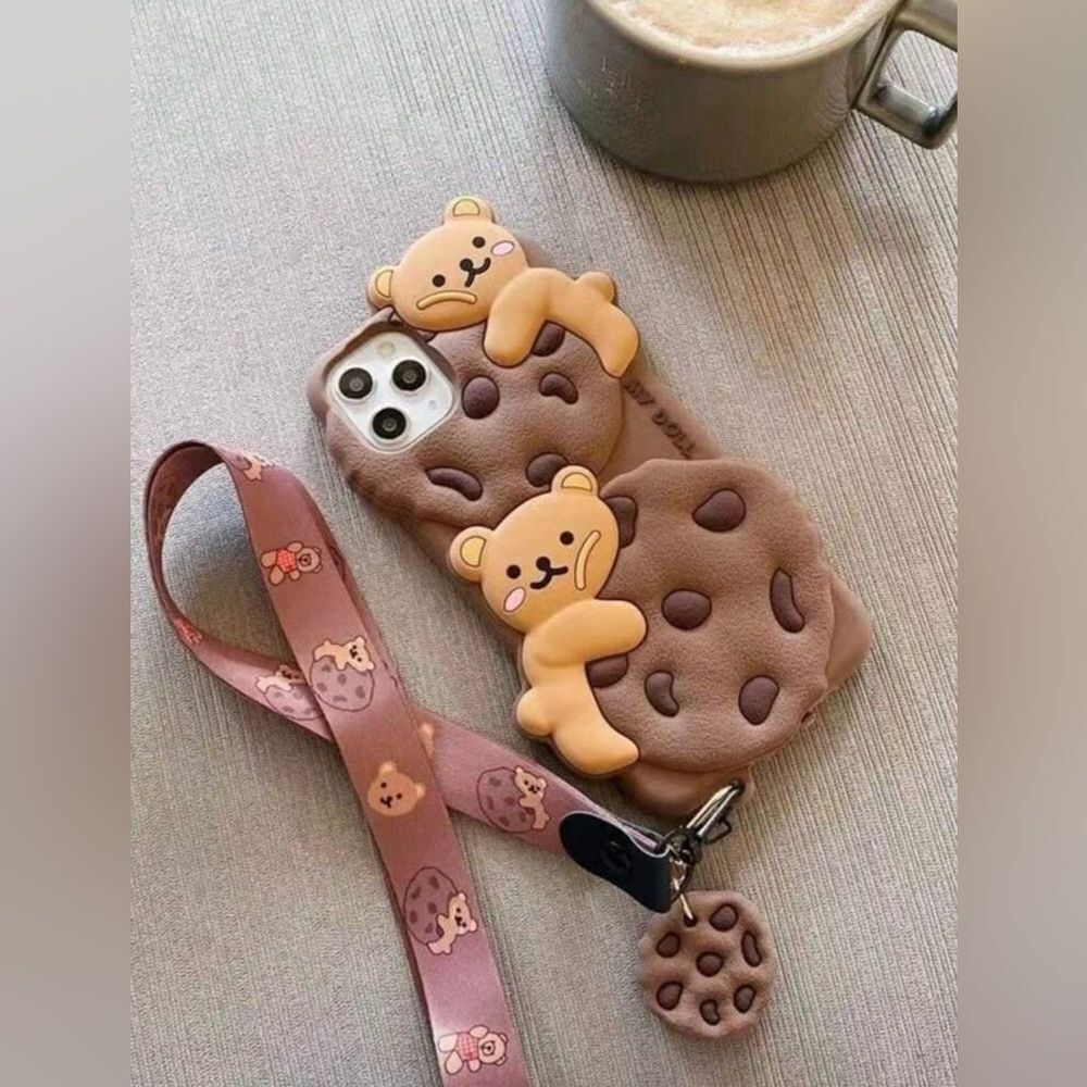 Adorable Teddy Bear & Cookie Case for iPhone 16 Pro Max